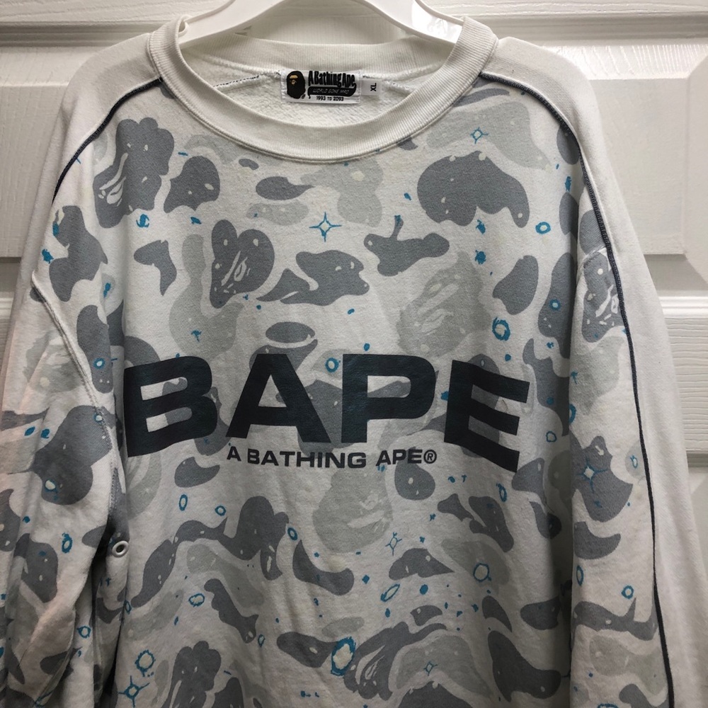 BAPE Space Camo Wide Crewneck White - XL